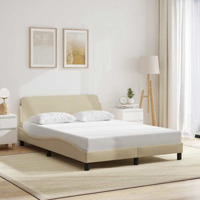 vidaXL Rám postele Dover krémová 120x200 cm látka