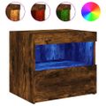 vidaXL Nočné stolíky s LED svetlami 2 ks dymový dub 50x40x45 cm