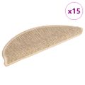 vidaXL Schodové rohože 15 ks 56x17x3 cm svetlobéžové polkruhové
