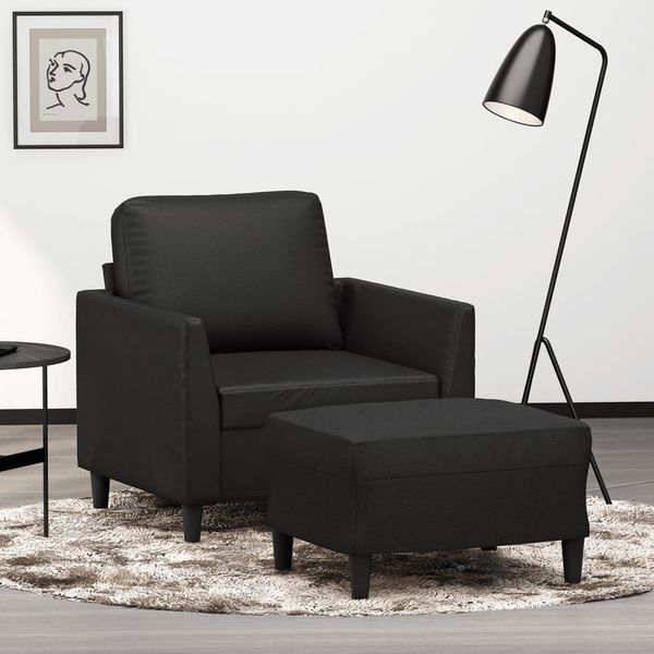 VidaXL Kreslo s podnožkou čierna 60 cm umelá koža