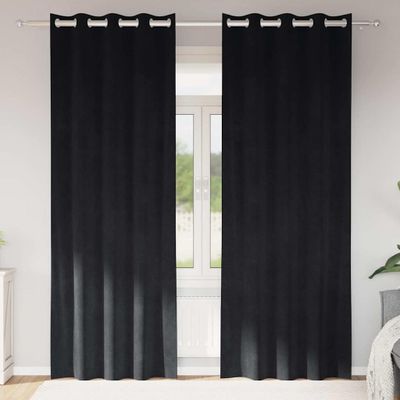 vidaXL Zatemňovacie závesy 2 pcs Čierna 140 x 225 cm Zamat