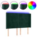 vidaXL Čelo postele s LED tmavozelené 147x16x118/128 cm zamat