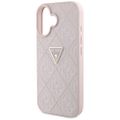 Guess Hardcase PU Zrnitý Horúci Stamp 4G Trojuholník Kovové Puzdro pre iPhone 16 6,1" Ružová