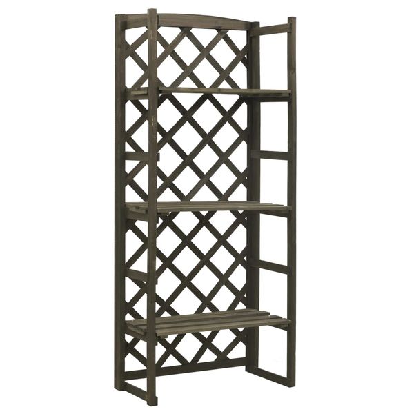 vidaXL Podstavec na kvetináč s mriežkou sivý 60x30x140 cm jedľový masív
