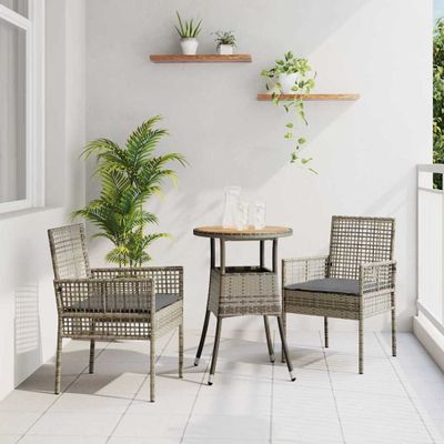 vidaXL Záhradný jedálenský set 3 pcs Sivá polyratan