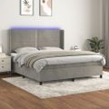 vidaXL Posteľ boxsping s matracom a LED bledosivá 180x200 cm zamat