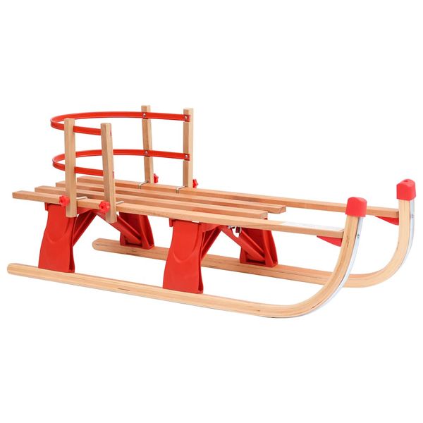 vidaXL Skladacie snehové sánky s operadlom 119 cm, drevo