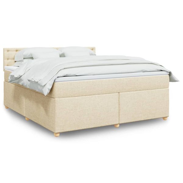 vidaXL Posteľný rám boxspring s matracom krémový 180x200 cm látka