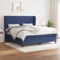 vidaXL Posteľný rám boxspring s matracom modrý 160x200 cm látka