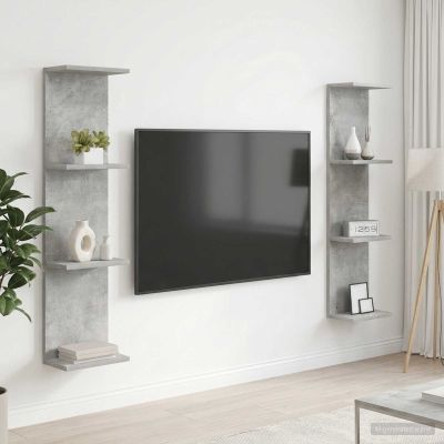 vidaXL Stenná polica 2 ks Betónovo sivá 25 x 15 x 100 cm