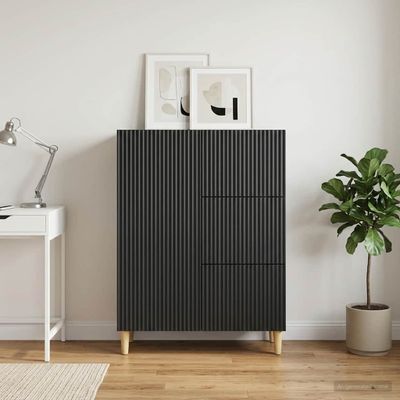 vidaXL Servírovacia skriňa Čierna 66 x 34,5 x 90 cm Kompozitné drevo