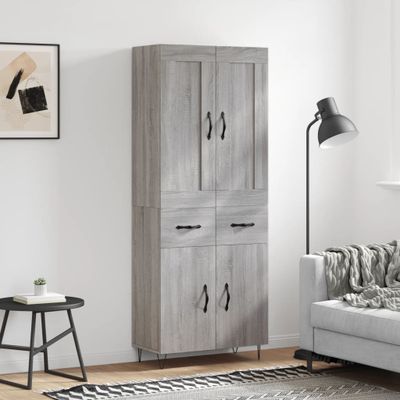 vidaXL Vysoká skrinka sivý dub sonoma 69,5x34x180 cm spracované drevo