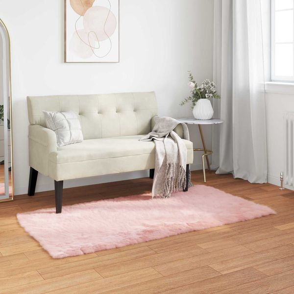 vidaXL Koberec z umelého ovčieho kožucha TAFALLA Ružová 80 x 150 cm