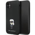 Puzdro Karl Lagerfeld pre iPhone 11 KLHCN61SMHKNPK čierne HC Silicone Ikonik Metal Pin