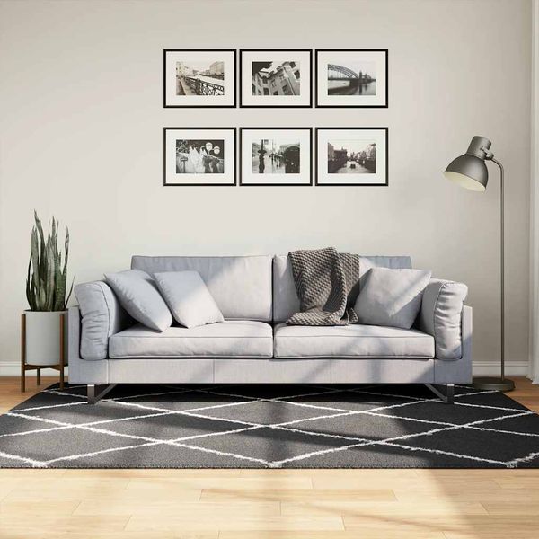 vidaXL Shaggy koberec PAMPLONA, vysoký vlas, čierno krémový 140x200 cm