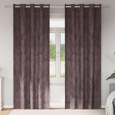 vidaXL Sametové závesy so záclonami 2 pcs Hnedá 225 x 140 cm Zamat