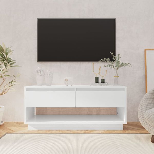 vidaXL TV skrinka, lesklá biela 102x41x44 cm, kompozitné drevo