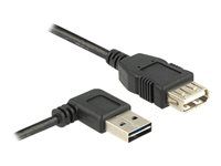 Predlžovací kábel USB - USB (M) ľavý/pravý uhol, reverzibilný do USB (F) - USB 2.0 - 50 cm - čierna