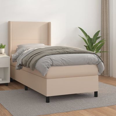 vidaXL Boxspring posteľ s matracom kapučínová 90x200 cm umelá koža
