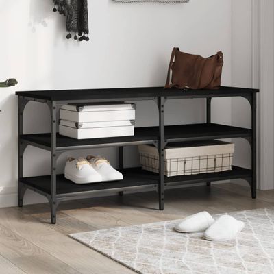 vidaXL Lavička na topánky čierna 100x38,5x49 cm kompozitné drevo