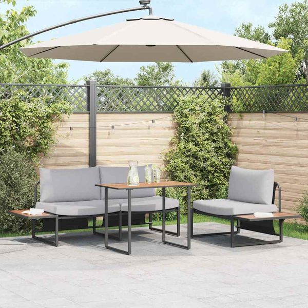 vidaXL Záhradný jedálenský set 3 pcs Svetlosivá Oceľ