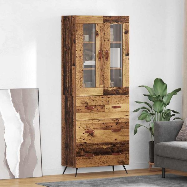vidaXL Vysoký kabinet so policou 2 pcs Staré drevo Kompozitné drevo
