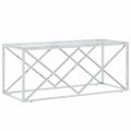 vidaXL Konferenčný stolík 110x45x45 cm nehrdzavejúca oceľ a sklo