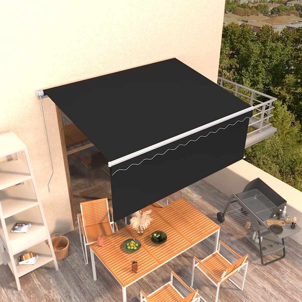 vidaXL Ručne zaťahovacia markíza s tienidlom 3,5x2,5 m antracitová