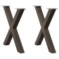 vidaXL Nohy k jedálenskému stolu v tvare X, 2 ks, prírodná oceľ, 70 x (72-73) cm, oceľ