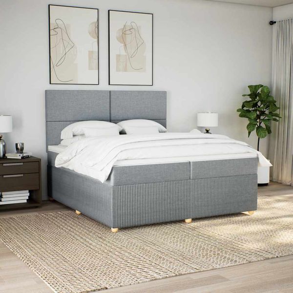 vidaXL Posteľný rám boxsping s matracom bledosivý 200x200 cm látka