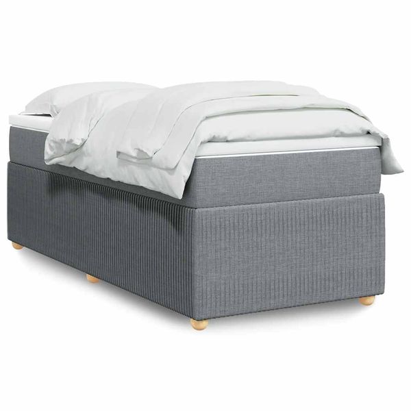 vidaXL Posteľný rám boxsping s matracom bledosivý 90x190 cm látka