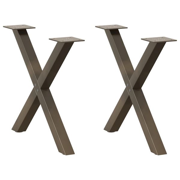 vidaXL Nohy konferenčného stolíka v tvare X, 2 ks, prírodná oceľ, 60 x (42-43) cm, oceľ