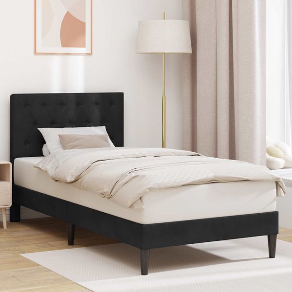 vidaXL Rám postele s čelnou doskou Čierna 80 x 200 cm Zamat