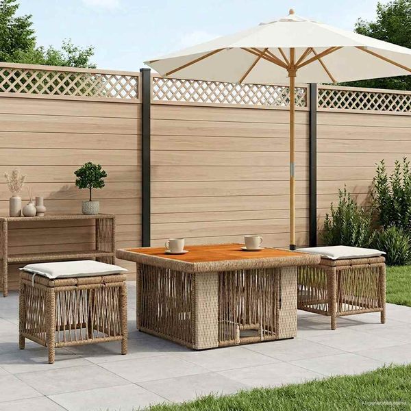 vidaXL Záhradný jedálenský set 3 pcs Béžová a krémová polyratan