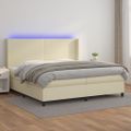 vidaXL Boxspring posteľ s matracom a LED krémová 200x200 cm umelá koža
