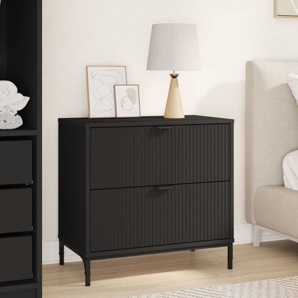 vidaXL Nočný stolík Čierna 63.5 x 36 x 61 cm Kompozitné drevo