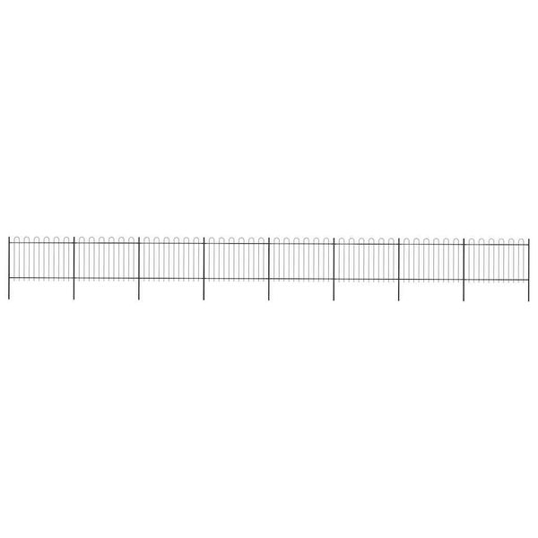 vidaXL Záhradný plot s oblúkom navrchu, oceľový 1426x120 cm, čierny
