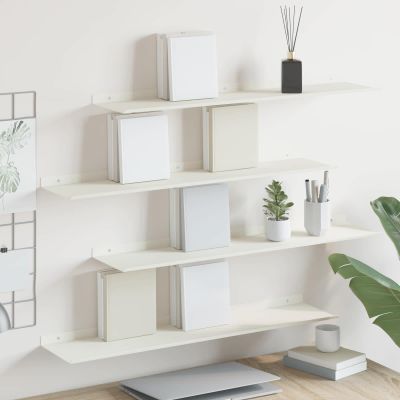 vidaXL Závesná polica 4 ks Biely 80 x 18 x 2,5 cm Oceľ