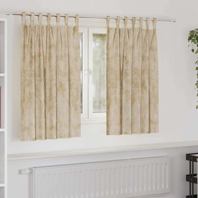 vidaXL Sametové závesy so záclonami 2 pcs Krémová 140 x 140 cm Zamat