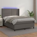 vidaXL Boxspring posteľ s matracom a LED sivá 140x190 cm umelá koža