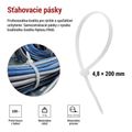 Sťahovacia páska 200×4,8, biela, 100 ks