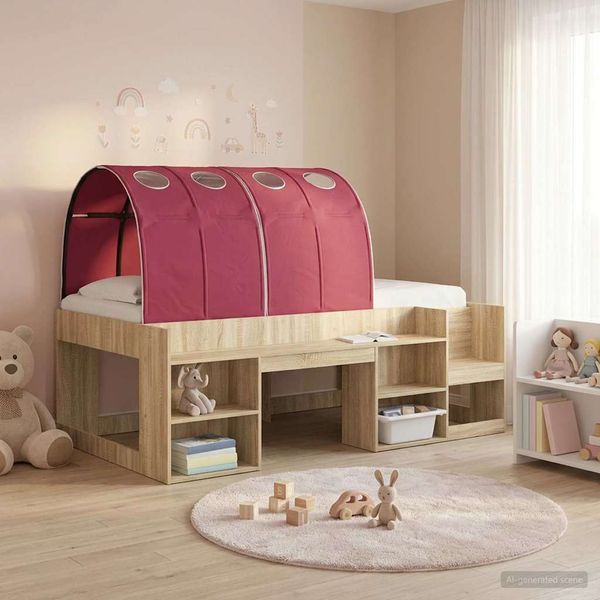 vidaXL Tunelová posteľ 2 pcs Červená 211 x 67.5 x 2 cm Polyester