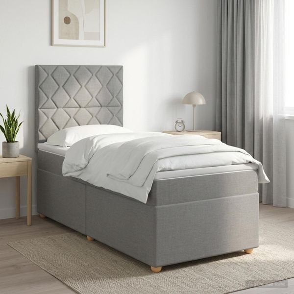 vidaXL Posteľ boxspring s matracom Svetlosivá 100 x 200 cm Látka