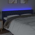 vidaXL Čelo postele s LED modré 183x16x78/88 cm látka