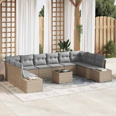 vidaXL Súprava záhradných pohoviek 10 pcs Beige a svetlo šedá