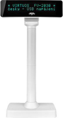 VFD zák.displej FV-2030W 2x20, 9mm, USB, biely