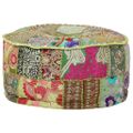 vidaXL Patchwork taburetka z bavlny okrúhla 40x20 cm zelená