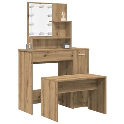 VidaXL súprava toaletného stolíka s LED diódou Old Wood