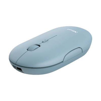 TRUST PUCK/Cestovná/Optická/1 600 DPI/USB+BT/Modrá