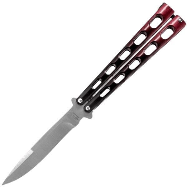 JOKER JKR0595 vreckový nôž - motýlik 9 cm, Satin, čierno-červená, hliník